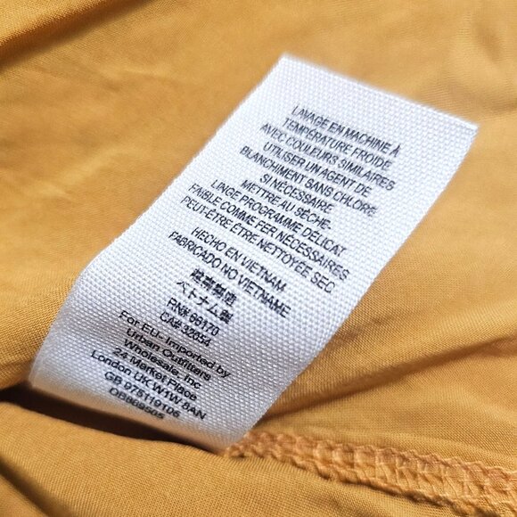 Free People Morning Light Floral Print Ruched Mini Dress Long Sleeve Gold 8 NWT - Picture 10 of 10